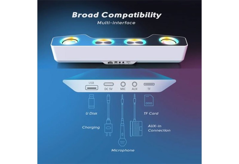 FIFINE AMPLIGAME A16 BLUETOOTH SPEAKER WITH BUILT-IN BATTERY, VOLUME/MUSIC/RGB CONTROLS, EQ SWITCH FOR GAMING, MUSIC, VIDEOS