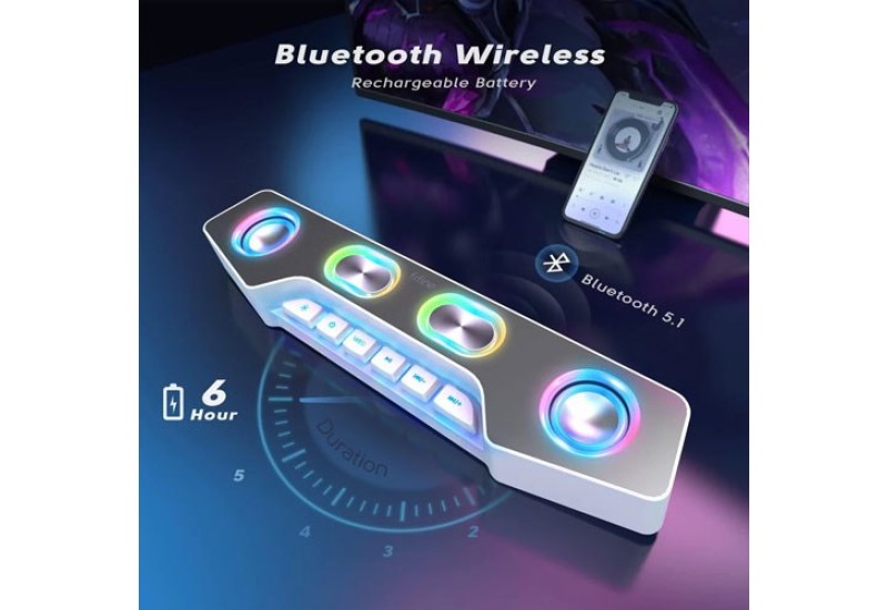 FIFINE AMPLIGAME A16 BLUETOOTH SPEAKER WITH BUILT-IN BATTERY, VOLUME/MUSIC/RGB CONTROLS, EQ SWITCH FOR GAMING, MUSIC, VIDEOS