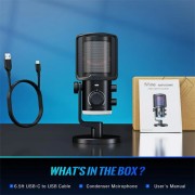 FIFINE AMPLIGAME AM6 CONDENSER MIC WITH GAME/CHAT MIX, NOISE SUPPRESSION, MONITORING, I/O LEVEL & RGB CONTROLS