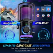FIFINE AMPLIGAME AM6 CONDENSER MIC WITH GAME/CHAT MIX, NOISE SUPPRESSION, MONITORING, I/O LEVEL & RGB CONTROLS