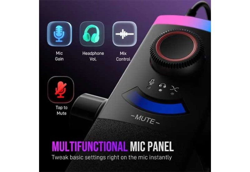 FIFINE AmpliGame AM8PROT Dynamic Microphone Kit with RGB Boom Arm Stand