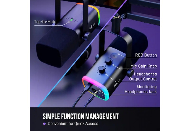 FIFINE AmpliGame AM8T USB/XLR Dynamic Microphone Kit with Boom Arm Stand
