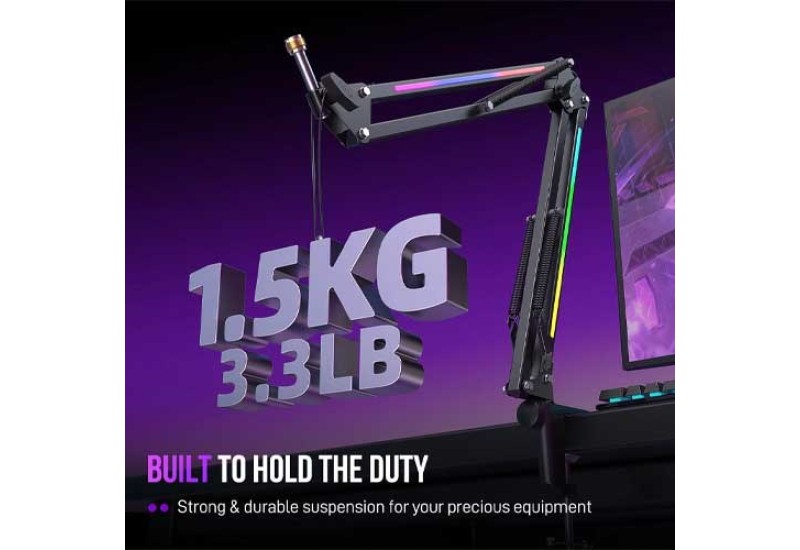 FIFINE AmpliGame BM38 RGB Microphone Boom Arm