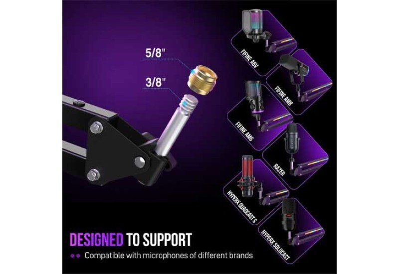 FIFINE AmpliGame BM38 RGB Microphone Boom Arm