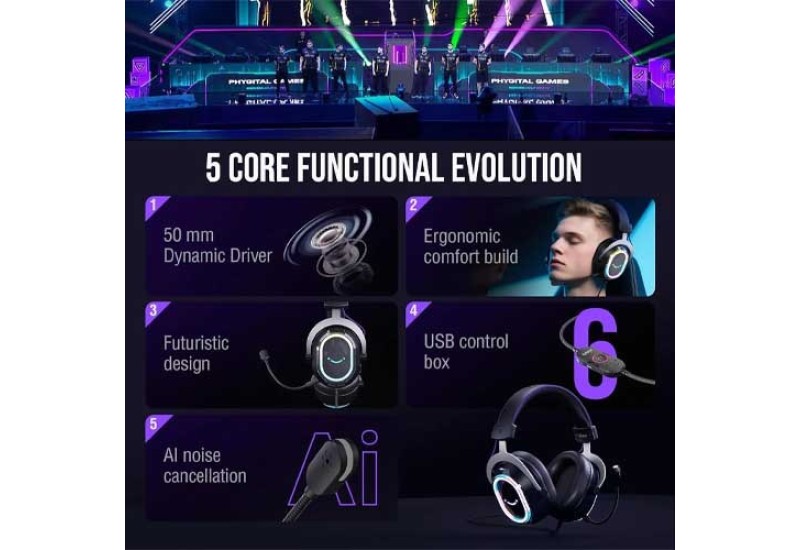 FIFINE AmpliGame H13 USB RGB Headphone